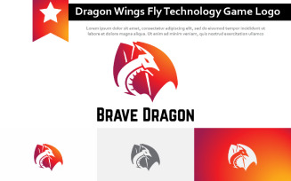 Brave Strong Dragon Wings Fly Technology Game Logo