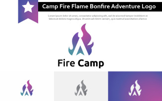 Camp Fire Flame Bonfire Nature Adventure Simple Logo
