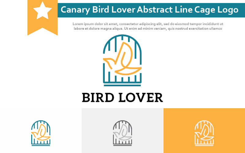 Canary Bird Lover Community Abstract Line Cage Logo Logo Template