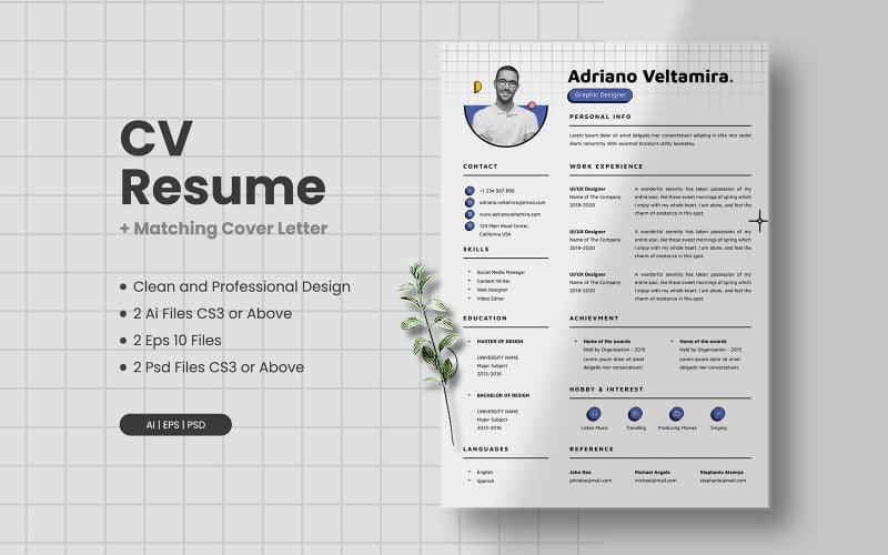 Geometric - CV Resume Template Vol 23 Printable Resume Templates