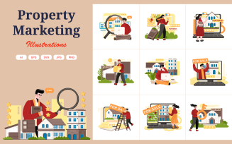 M354 - Real Estate Property Marketing Illustration Pack