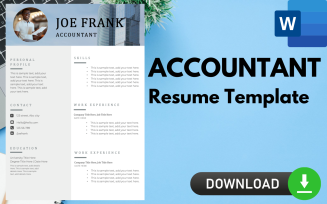 Modern Resume / CV Template for ACCOUNTANTS.