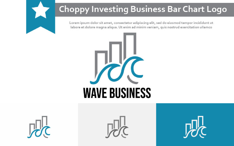 Choppy Wave Sea Investing Business Financial Bar Chart Logo Logo Template