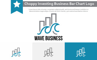 Choppy Wave Sea Investing Business Financial Bar Chart Logo