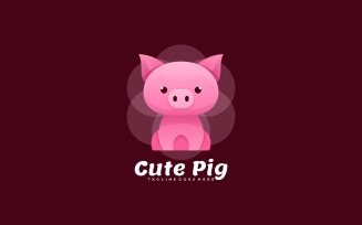 Cute Pig Gradient Logo Style