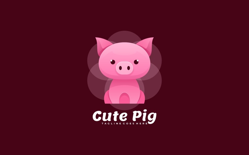 Cute Pig Gradient Logo Style Logo Template