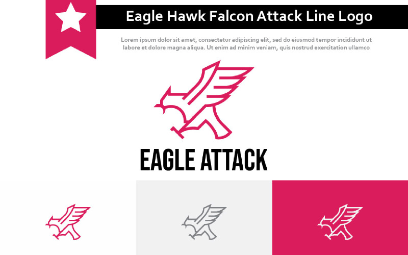 Eagle Hawk Falcon Attack Fly Wing Claw Line Logo Logo Template