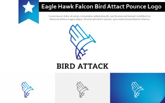 Eagle Hawk Falcon Bird Attact Pounce Prey Line Logo