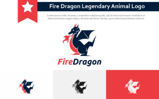 Fire Dragon Wing Legendary Animal Cartoon Logo
