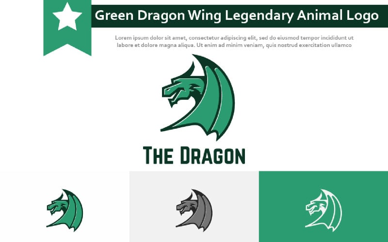 Green Dragon Wing Legendary Animal Esport Game Logo Logo Template