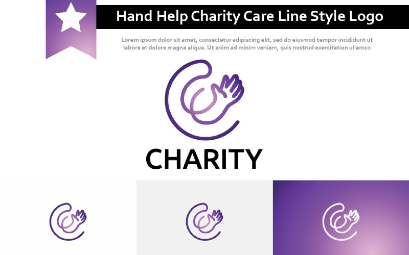 Hand Help Charity Children Care Line Style Logo Logo Template