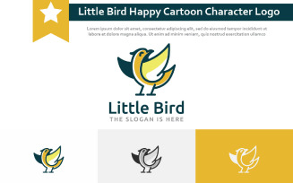 Little Cute Bird Happy Fun Cartoon Character Logo