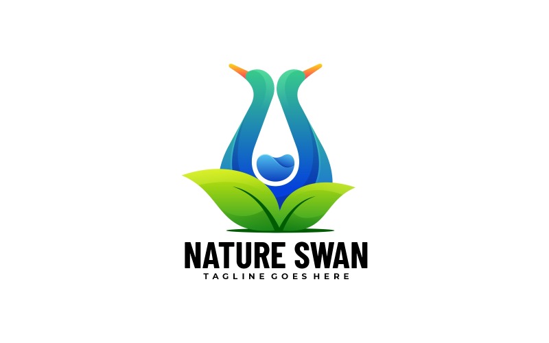 Nature Swan Gradient Logo Style Logo Template
