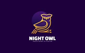 Night Owl Line Art Logo Style