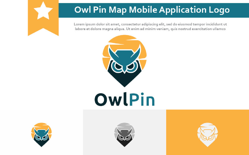 Owl Bird Pin Location Place Map Mobile Application Technology Logo Logo Template