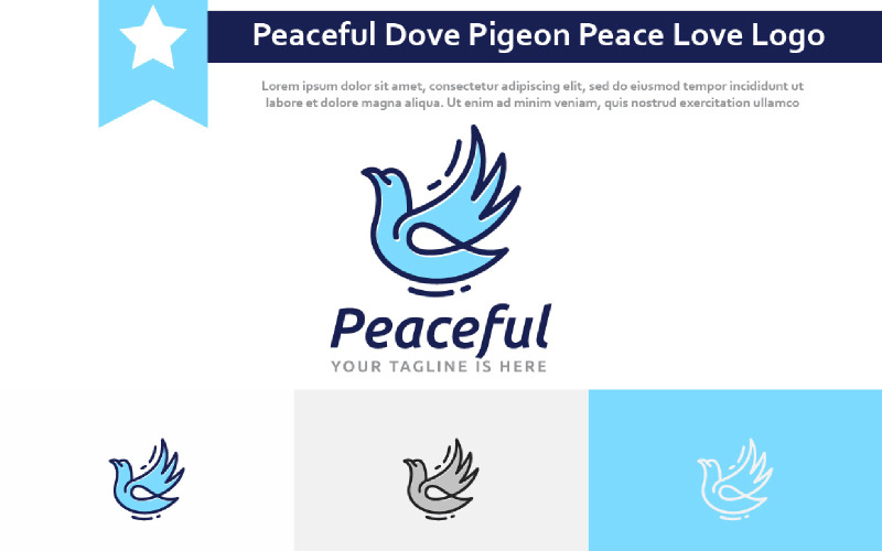 Peaceful Dove Pigeon Flying Wing Peace Love Freedom Logo Logo Template