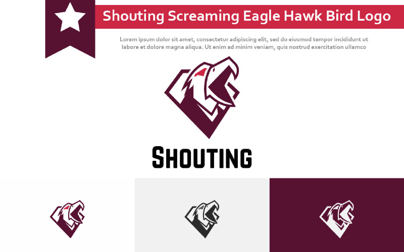 Shouting Screaming Eagle Hawk Bird Head Game Logo Logo Template
