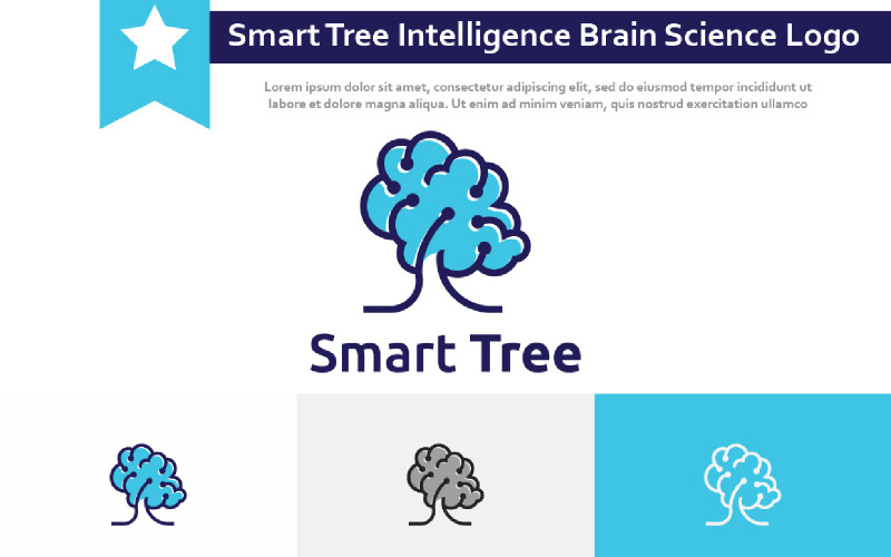Smart Tree Artificial Intelligence Brain Technology Nature Science Computer Logo Logo Template