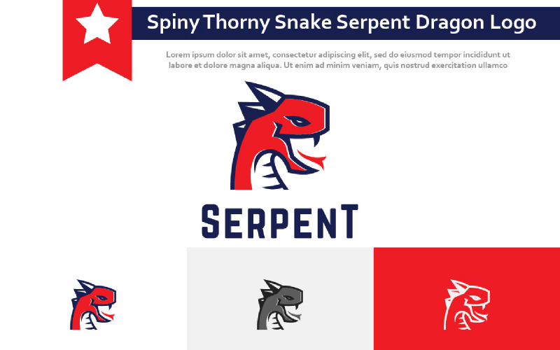 Spiny Thorny Snake Serpent Dragon Monster Poisonous Animal Logo Logo Template
