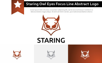 Staring Owl Eyes Focus Line Abstract Logo