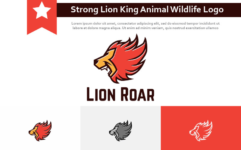 Strong Lion Head Hoar King Animal Jungle Wildlife Logo Logo Template