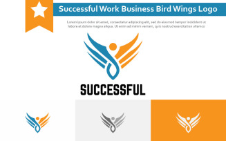 Successful Work Business Freedom Bird Wings Logo