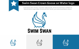 Swim Swan Crown Goose on Water Pool Line logo