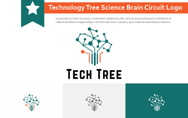 Technology Tree Smart Science Brain Circuit Modern Logo Logo Template