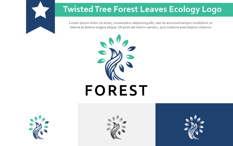 Twisted Tree Forest Nature Leaves Ecology Simple Logo Logo Template