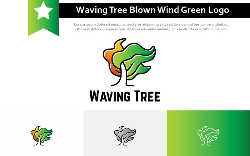 Waving Tree Blown Wind Nature Ecology Green Logo Logo Template