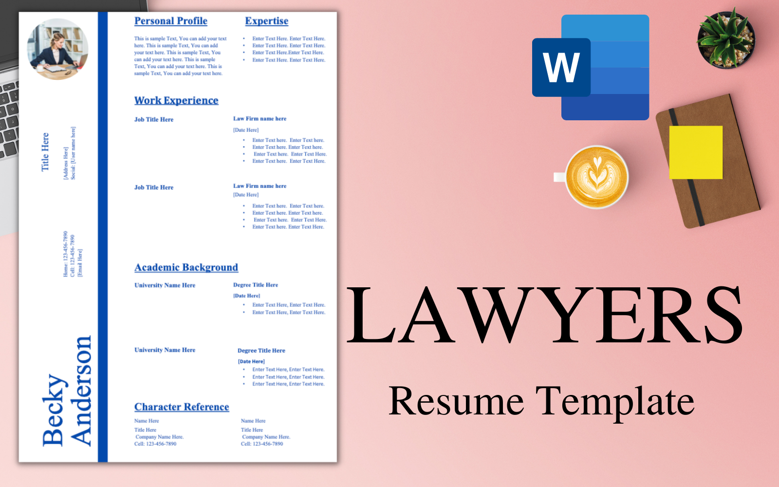 ONE-PAGE Resume / CV Template for Lawyers.