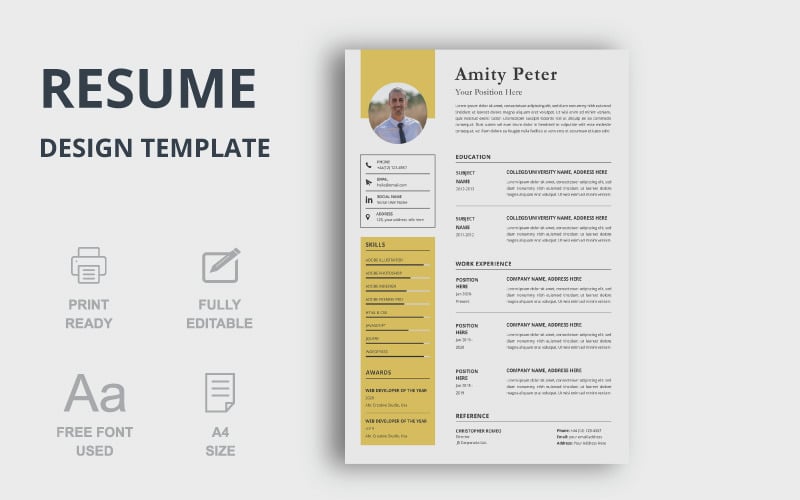 Amity Peter CV Resume Design Resume Template