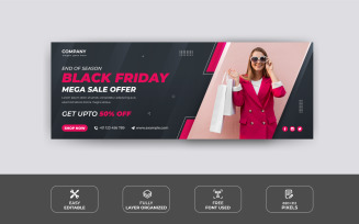 Black Friday Special Offer Fashion Sale Facebook Banner Template