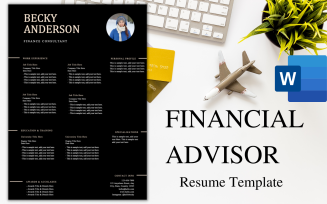 Corporate Resume / CV Template for Financial Advisor.
