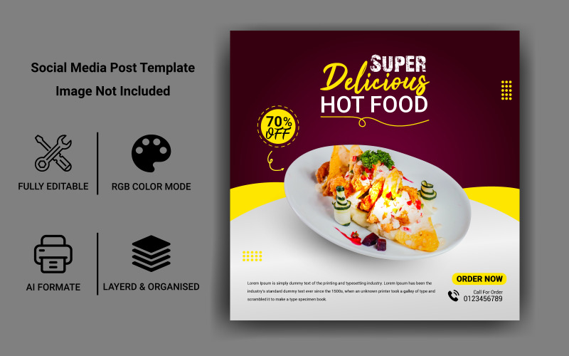 Food Social Media Banner Post Template Set And Luxury Restaurant Food Web Banner Design