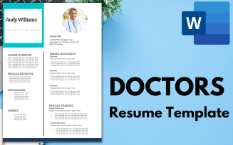 Modern ONE-PAGE Resume / CV Template for DOCTORS.