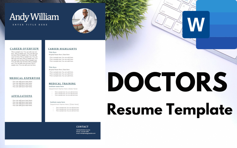 Modern Resume / CV Template for DOCTORS. Resume Template