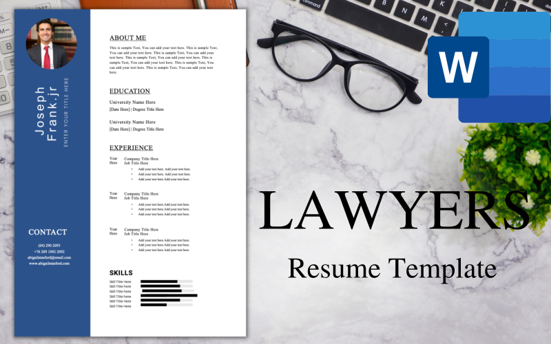 Modern Resume / CV Template for Lawyers. Resume Template