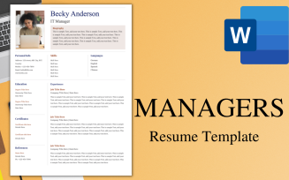 Modern Resume / CV Template for MANAGERS.