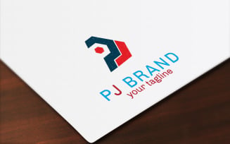 P J Modern Business Brand Logo Template