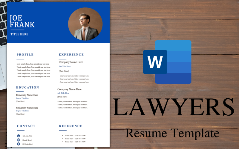 Professional ONE-PAGE Resume / CV Template for Lawyers. Resume Template
