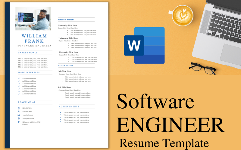 Professional Resume / CV Template for Software Engineer. Resume Template