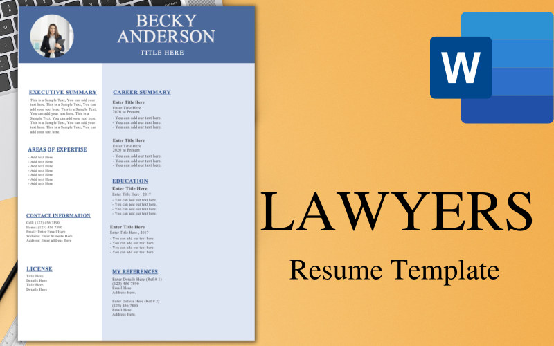 Professional Resume Template for Lawyers.