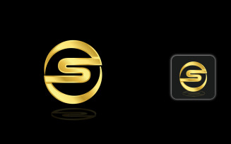 S Letter Gold Logo Template