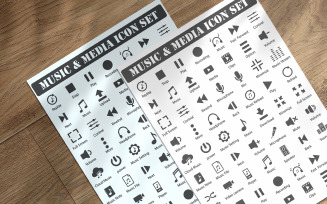 Music And Media Player Icon Set Template