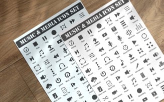 Music And Media Player Icon Set Template