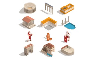 Ancient Rome Isometric Set 201010120 Vector Illustration Concept