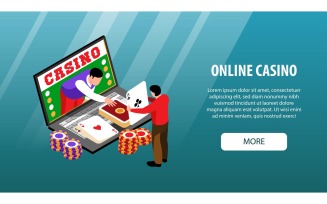 Isometric Online Casino Horizontal Banner 200810529 Vector Illustration Concept
