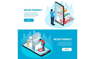 Isometric Pharmacy Banners 200910523 Vector Illustration Concept