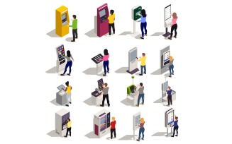 People And Interfaces Isometric Set 200910119 Vector Illustration Concept
